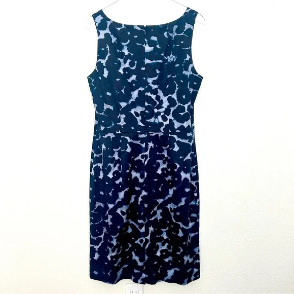Ann Taylor Sheath Midi Dress Leopard Silk Black Blue Animal Print Size 6T Tall - Picture 3 of 10